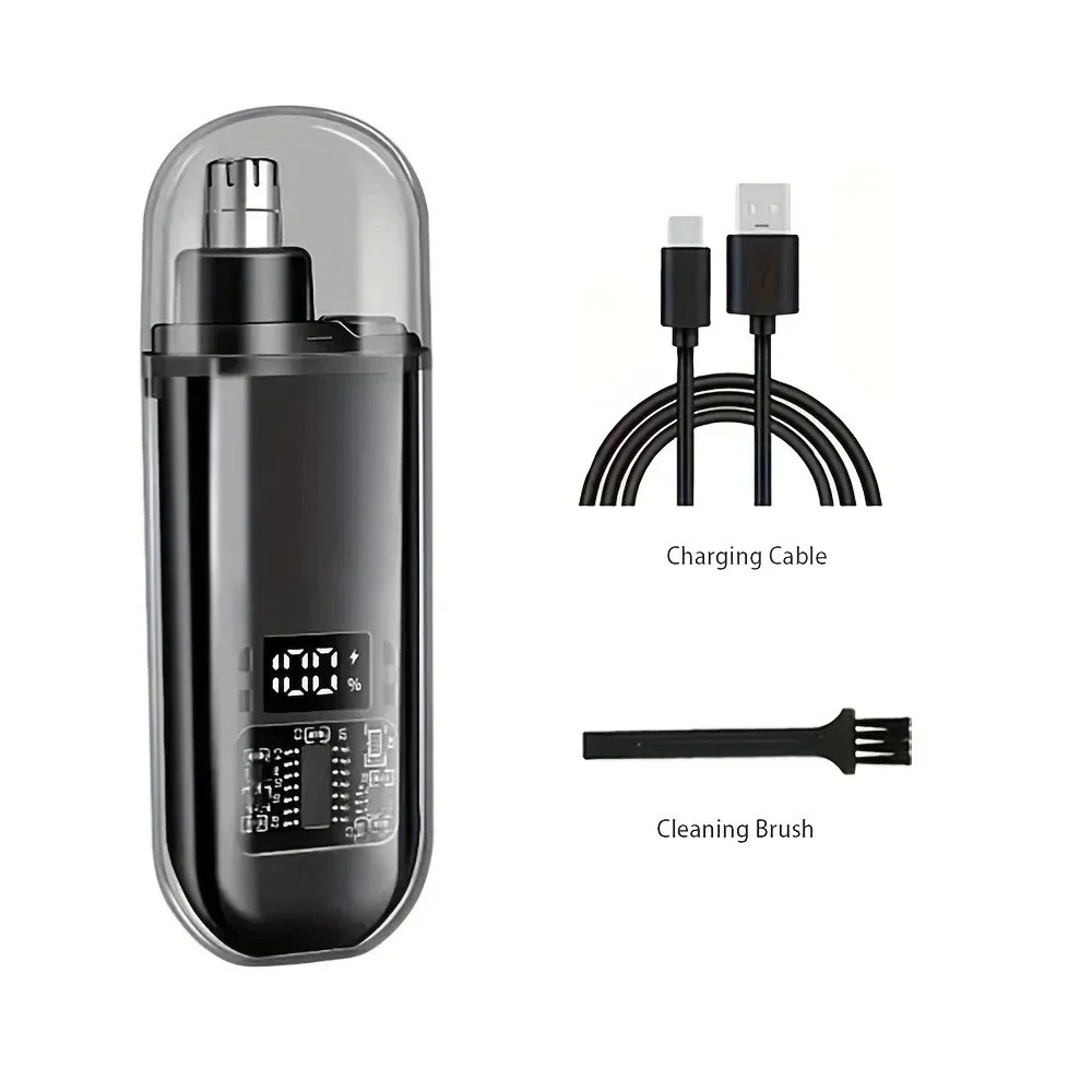 Men'S Grooming Facial - 電動ミニ鼻毛耳毛トリマー コンパクト ポータブル USB C急速充電式 充電式