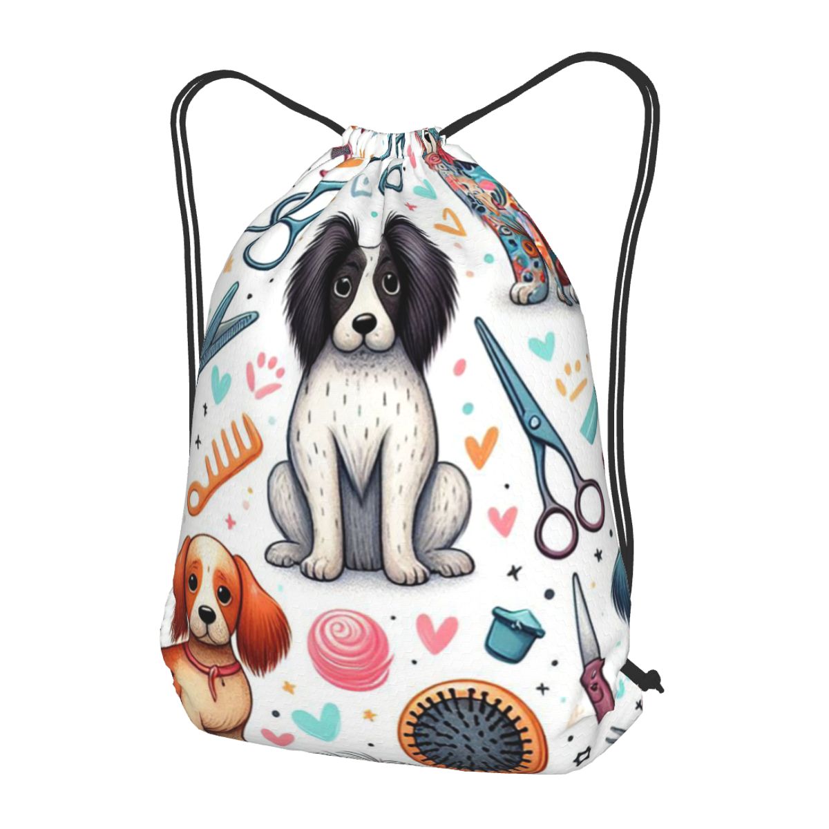 Men'S Grooming Bag - 犬のグルーミングプリントバックパックカジュアル巾着バッグ収納バッグブックバッグ男性女性学校用