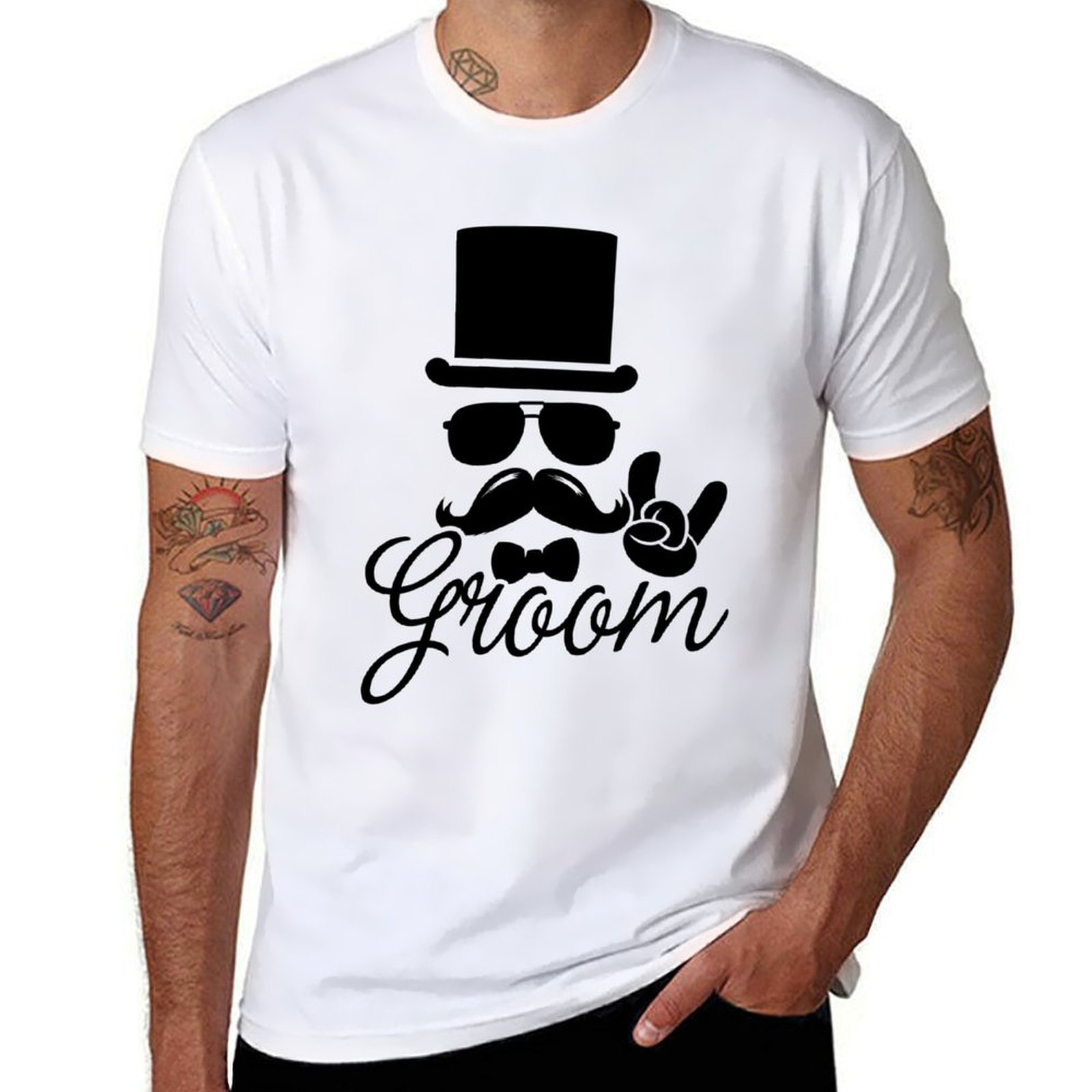 Men'S Grooming For Marriage - 面白いヴィンテージ風新郎独身パーティー結婚式スタッグドーギフトTシャツ、男性用Tシャツ、綿製面白いTシャツ