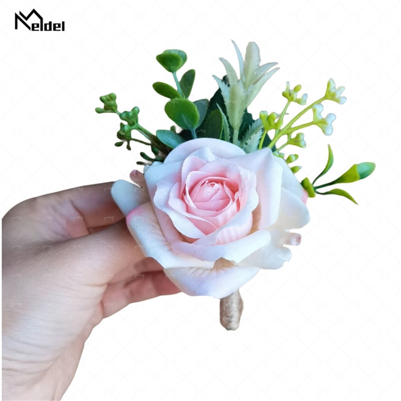 Men'S Grooming For Marriage - ボタンホールの結婚披露宴、ゲストのための花の花輪、ダブルアクセサリー、シミュレーションローズ、ブローチピン