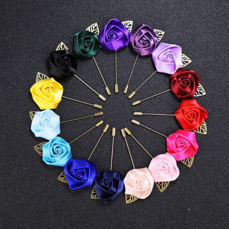 Men'S Grooming For Marriage - 男性ブートニエール結婚式新郎コサージュバラの花メンズスーツボタンホールブローチ結婚アクセサリー XH04