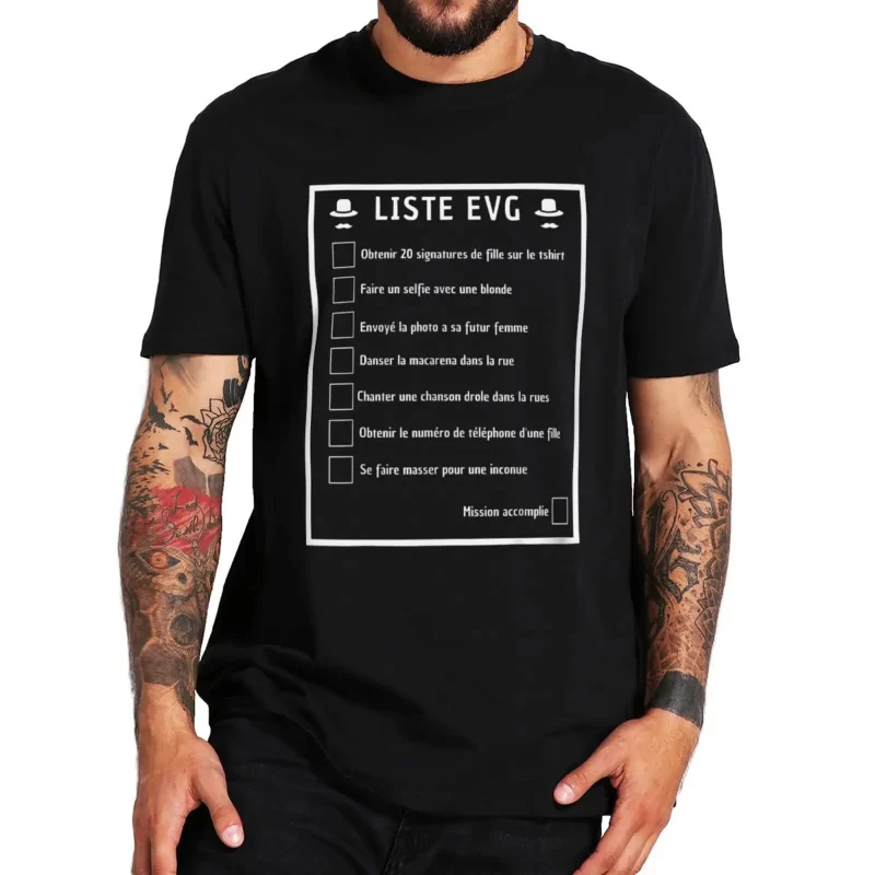 Men'S Grooming List - Liste EVG バチェラーパーティー Tシャツ男性面白いチェックリストプリント半袖 Tシャツフレンチ新郎スタッグドーウェディングトップス