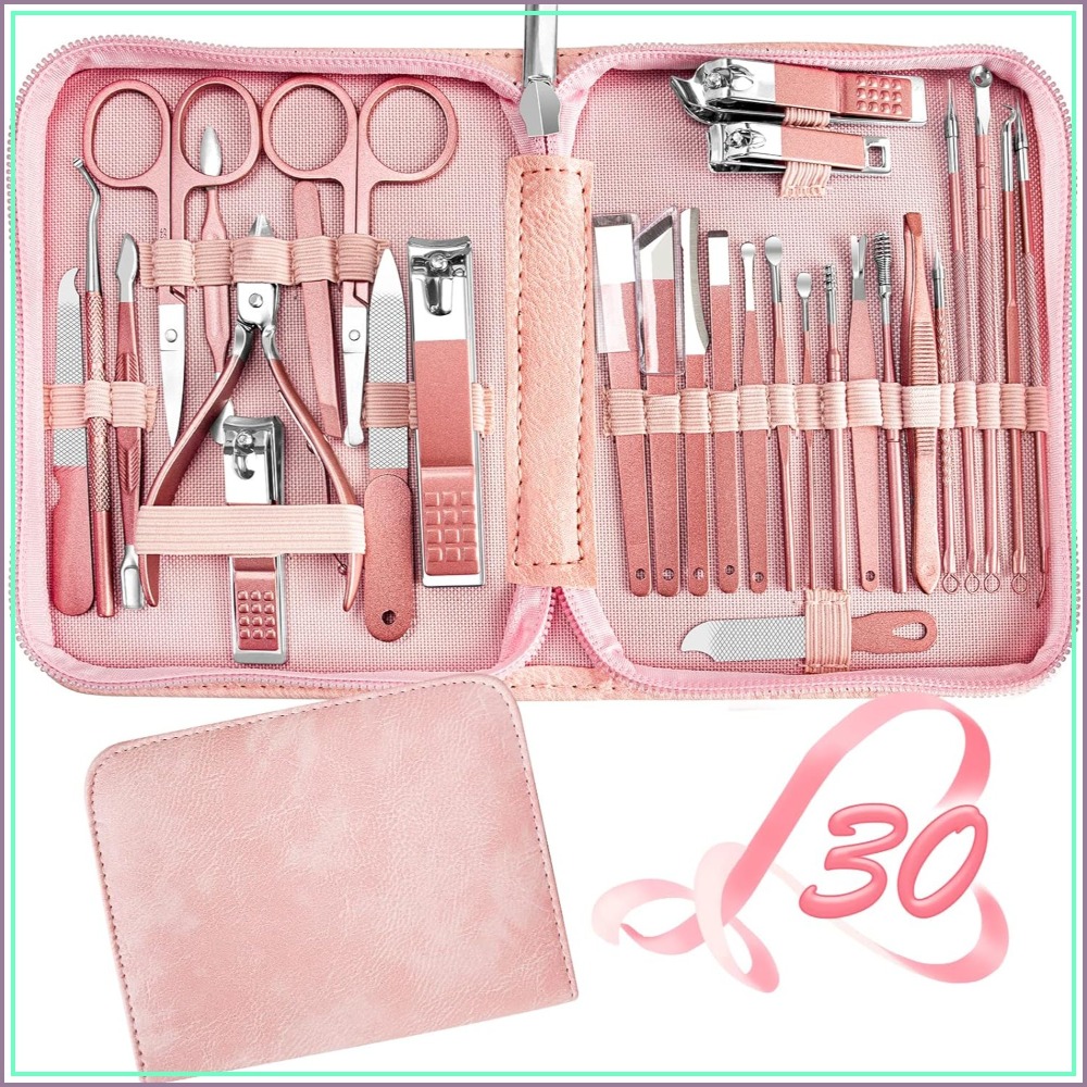30 in 1 プロフェッショナルマニキュアセット - レザ - Men'S Grooming Images のレビューと価格