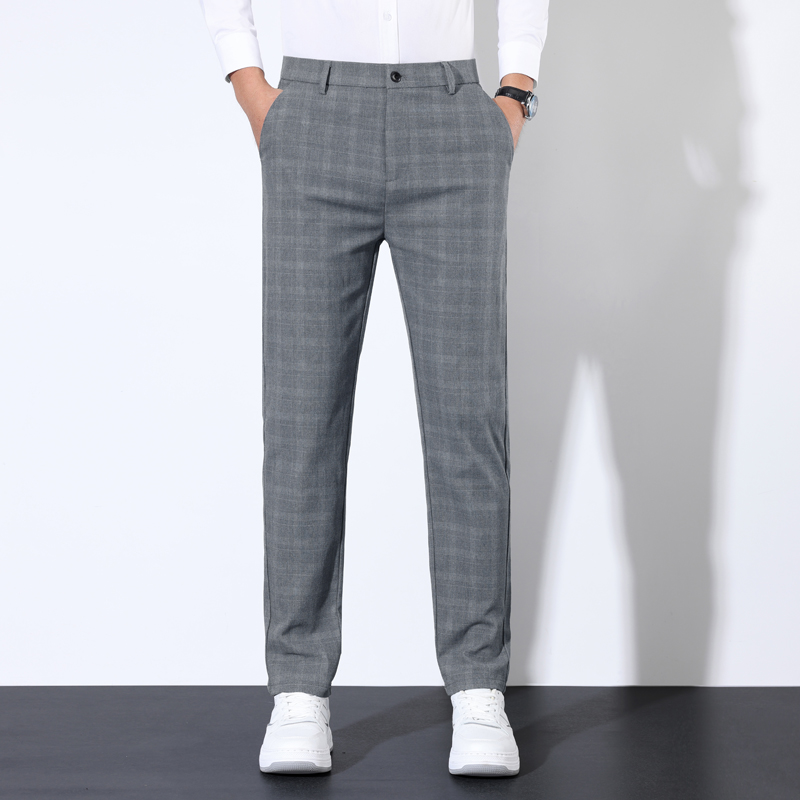 男性用のクラシックなストライプのスーツパンツ,綿の市松模様の - Men'S Groom のレビューと価格