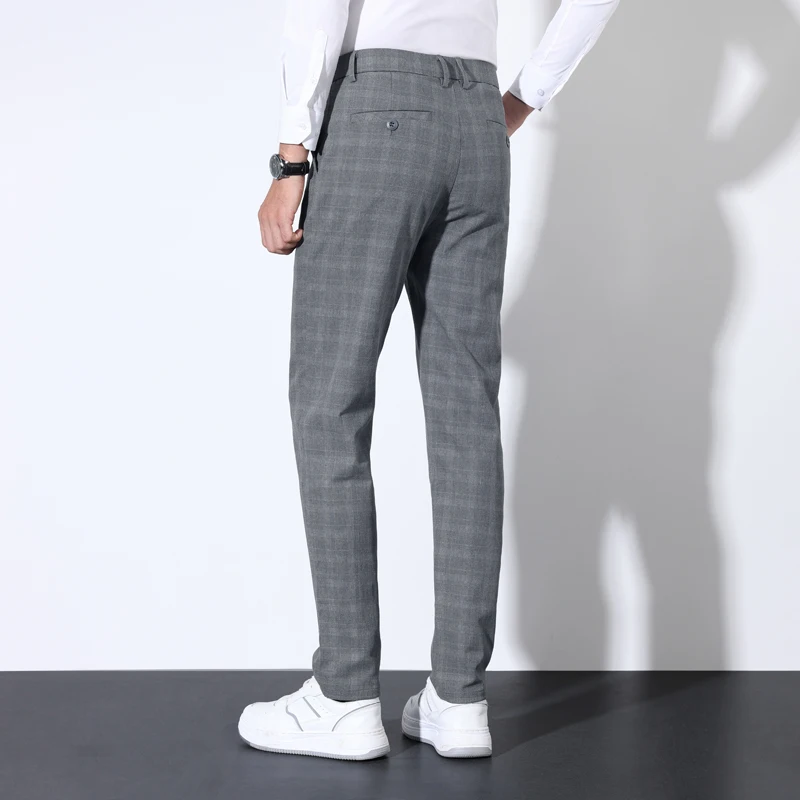 男性用のクラシックなストライプのスーツパンツ,綿の市松模様の - Men'S Groom のレビューと価格