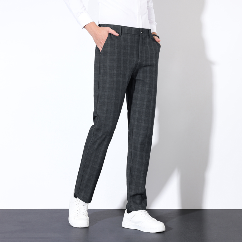 男性用のクラシックなストライプのスーツパンツ,綿の市松模様の - Men'S Groom のレビューと価格
