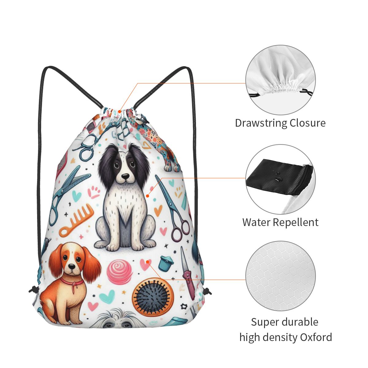 犬のグルーミングプリントバックパックカジュアル巾着バッグ収納 - Men'S Grooming Bag のレビューと価格
