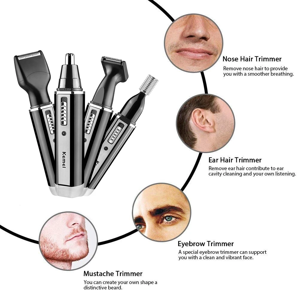 Kemei 充電式電気オールインワンヘアトリマー男性用グルー - Grooming Men'S Eyebrows のレビューと価格